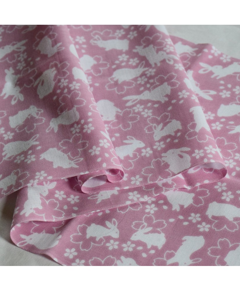Tenugui kendo japanese towel sakura (cherry blossom) + usagi (rabbit)
