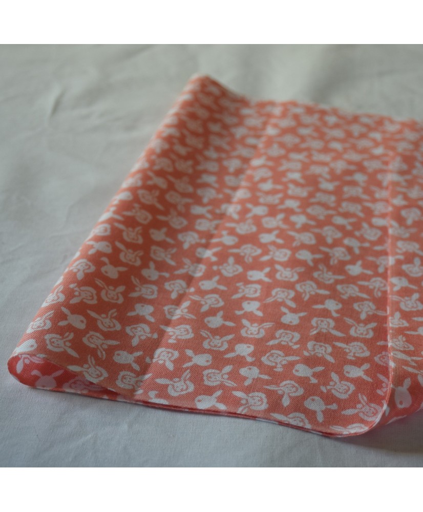 Toalla japonesa Tenugui kendo -MOMO (melocotón) USAGI (conejo) rosa