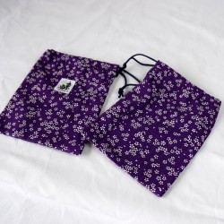 Housse  passeport tissu japonais SAKURA violet