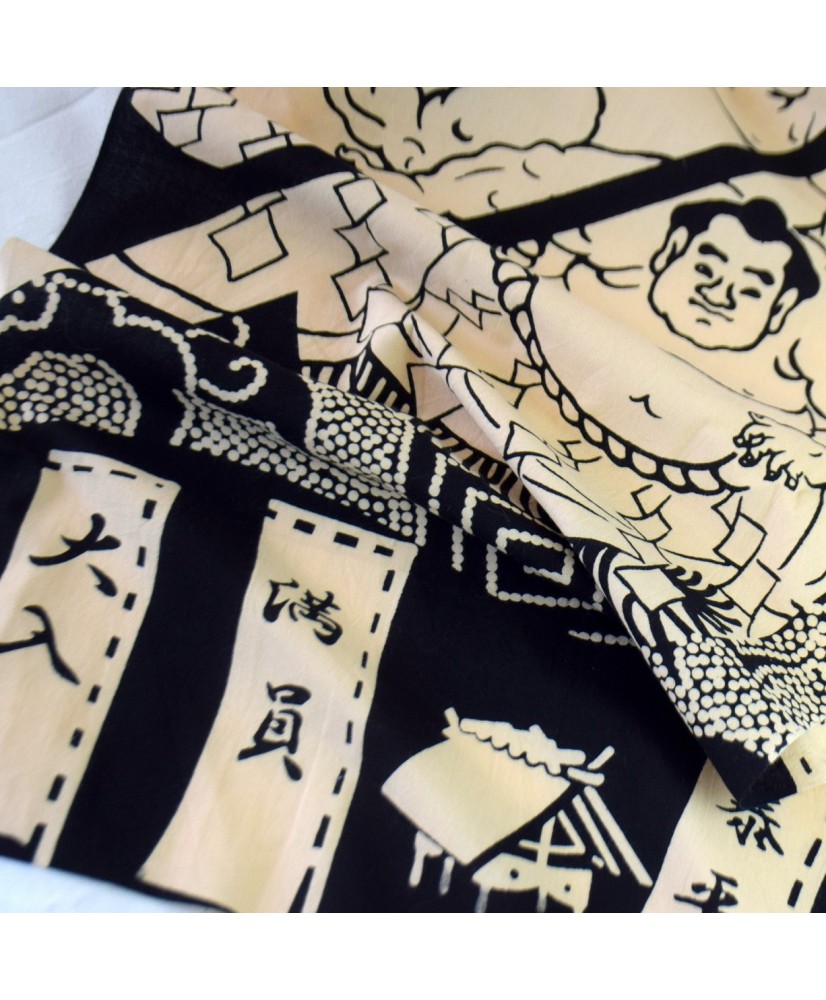 Tenugui Japonais - Serviette Coton Mont Fuji Inversé 34x90 Cm - Art Traditionnel Chusen