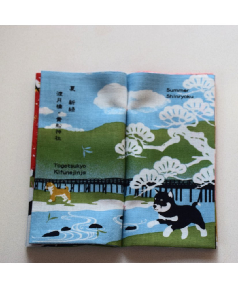 Serviette Traditionnelle Japonaise Tenugui MIYAMOTO - Motif Trèfle Komon, Coton Doux Et Polyvalent