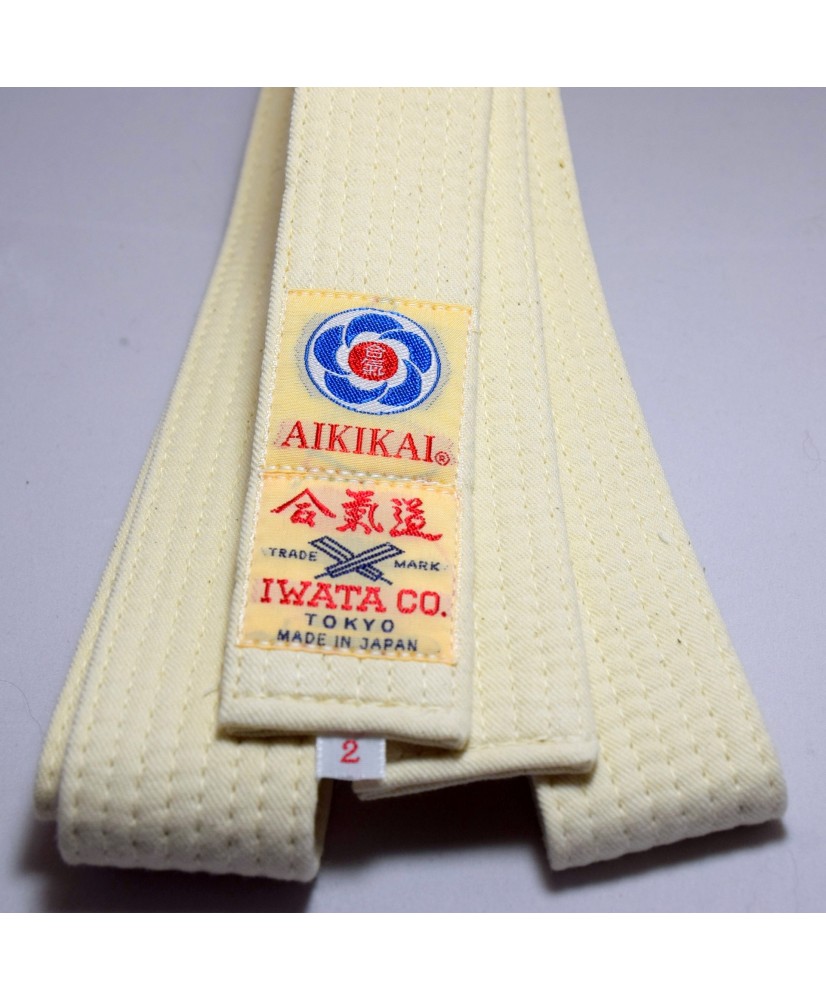 White / offwhite Aikido Belt Iwata. High quality shiro obi 100% cotton, image size:826x1000